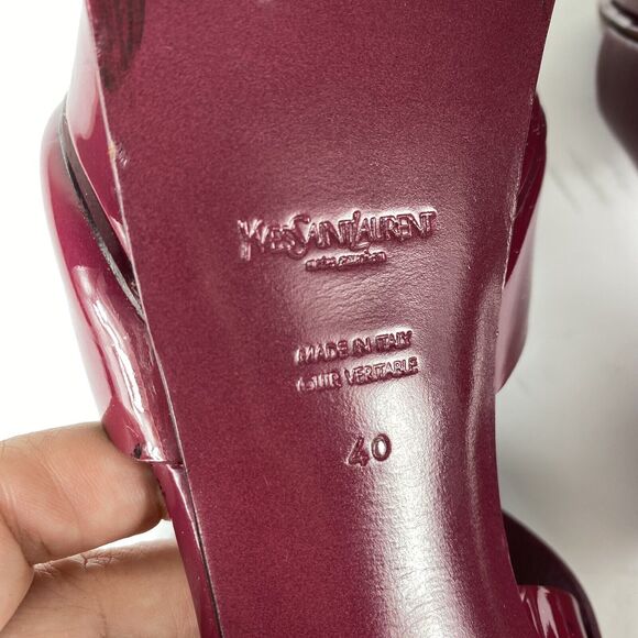 Yves Saint Laurent Tribute 75 Burgundy Patent Platform Heels Sz 40 US 10 Y2K VTG - Picture 6 of 13